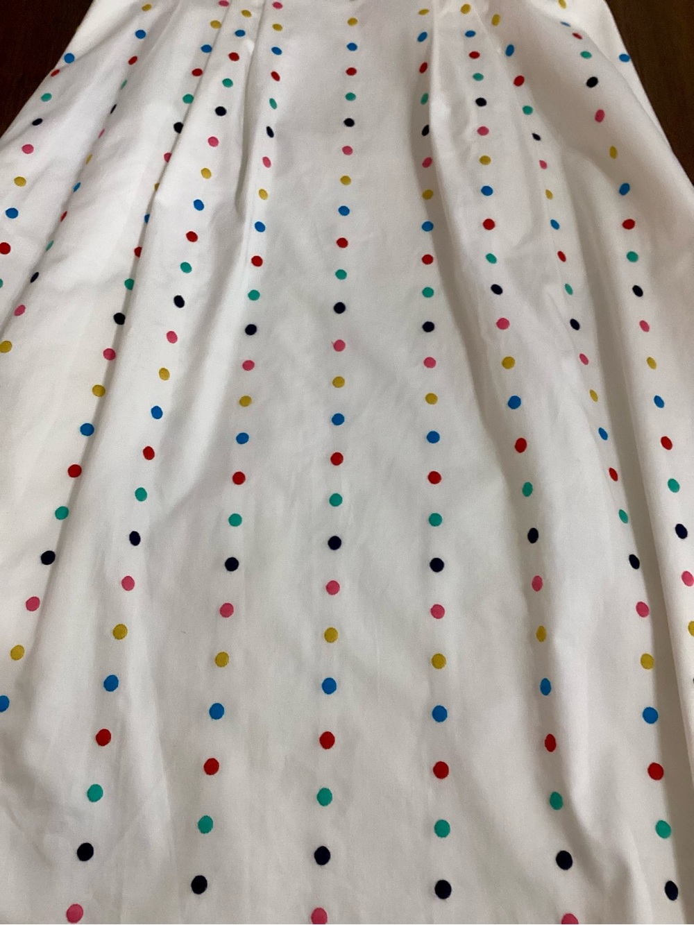 Boden White Cotton Multi-Color Embroidered Polka Dot Fit & Flare Dress Sz 6P - Picture 7 of 13